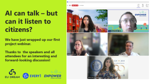 EU-Dream's first webinar on AI and citizen engagement.