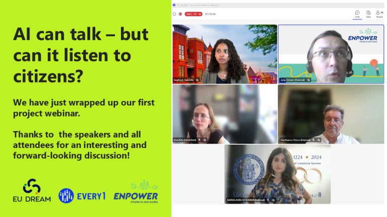 EU-Dream's first webinar on AI and citizen engagement.